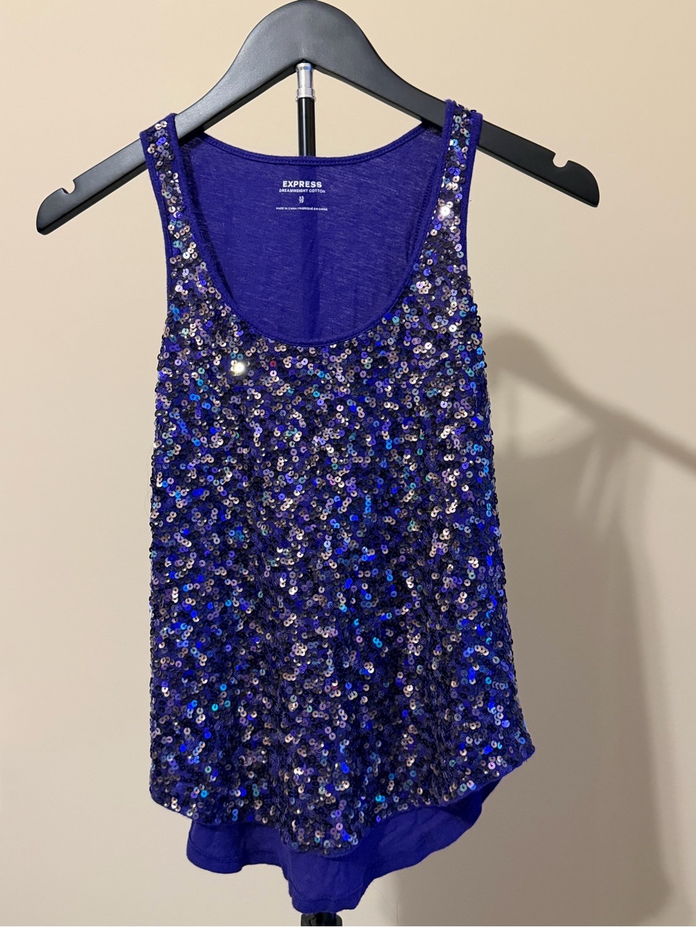 Express Blue Sequin Tank Top